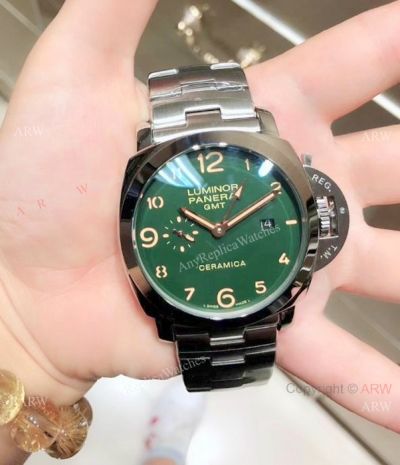 High Quality Panerai Luminor GMT Stainless Steel Green Face Watches-Imitation Watches from China